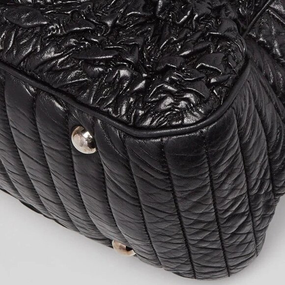 Chanel Black Lambskin Leather Astrakhan Bowling Bag - Picture 10 of 12